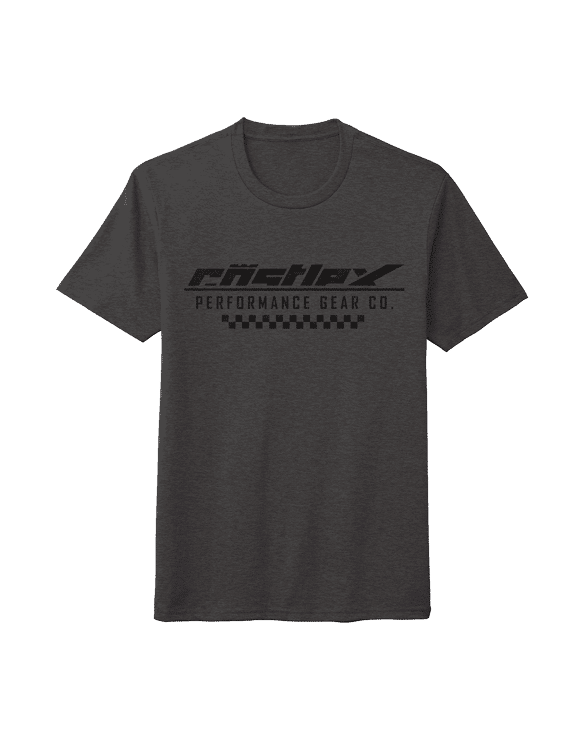 mens podium tee shirt in charcoal and black