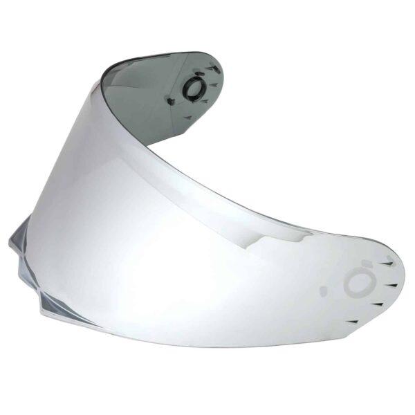 Introducing the CX935 Single-Lens Shields: a clear motorcycle helmet visor equipped with mounting brackets on either side, specifically designed for protective face coverage. The visor is slightly curved to fit the helmet shape, ensuring a wide field of view for the rider.