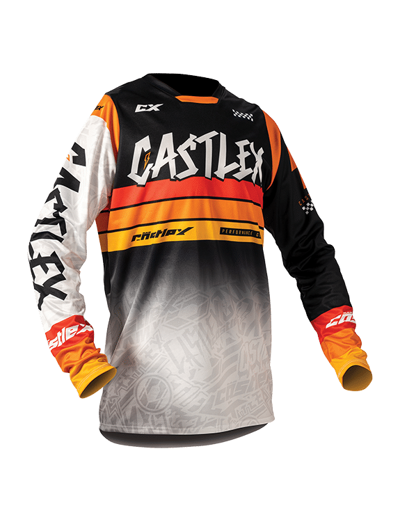 R1MX Jersey in White/Black/Orange • Castle X