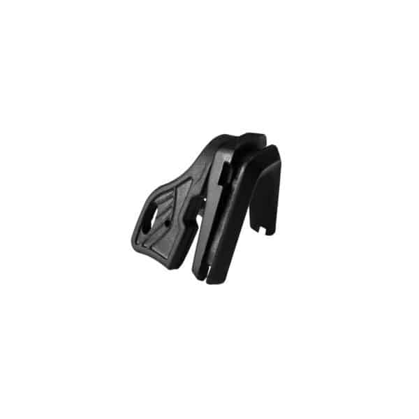 The Connekt Glasses Nose Guard is a black, L-shaped plastic clip with a textured surface and a small hole near one end, shown on a white background.