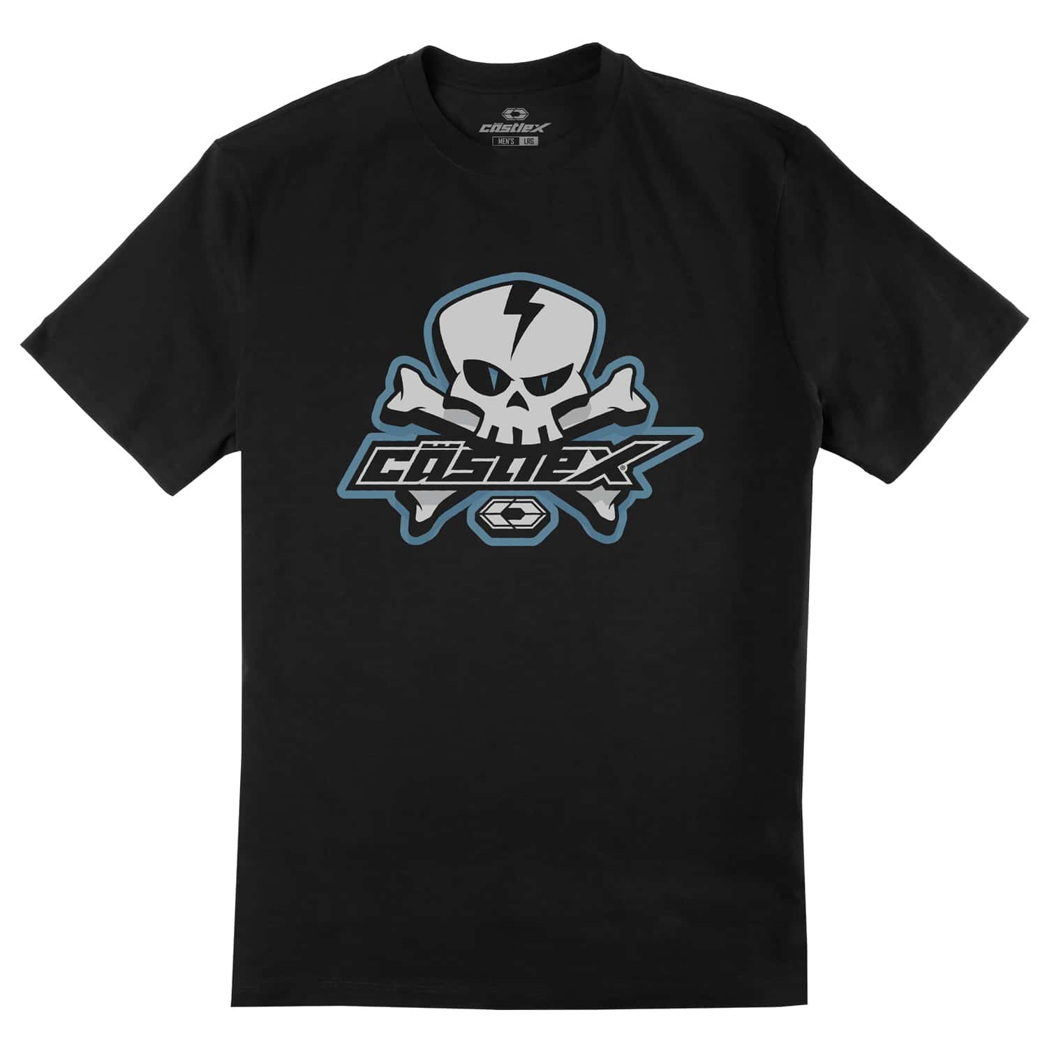 Black Champ Hoodie featuring a skull with a lightning bolt on its forehead, crossbones behind, and the word “COSMX” in bold stylized text below the skull.